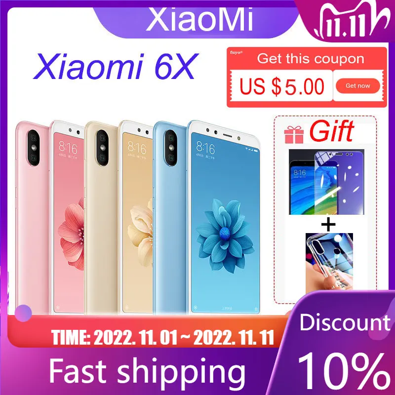 Смартфон xiaomi Mi 6X, процессор Snapdragon 660, 4 ГБ, 64 ГБ, 1080x2160 пикселей, функция быстрой зарядки, 18 Вт