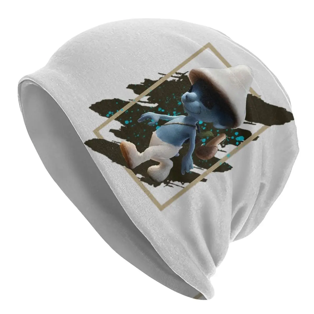 Шапка-бини Shailushai в виде кота-гриба осенне-зимняя с милым котом-мемом шапка для