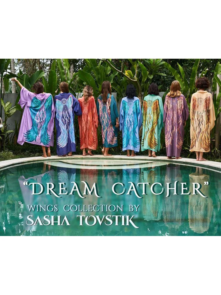 Женская шифоновая Пляжная накидка в богемном стиле с большими рукавами | одежда