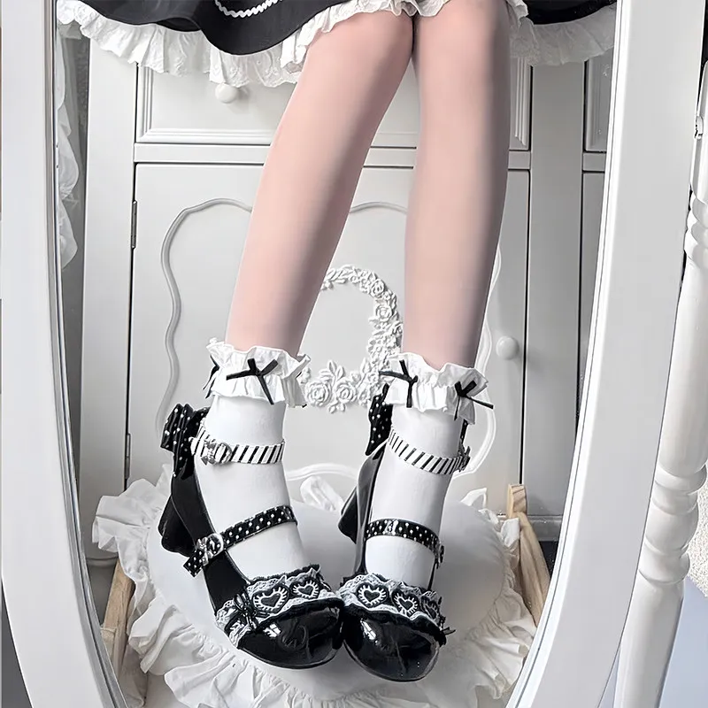 Фото Оригинальные женские туфли Kawaii Lolita на платформе, туфли-мэри-джейн с круглым носком, повседневные милые туфли на высоком каблуке для женщин №2