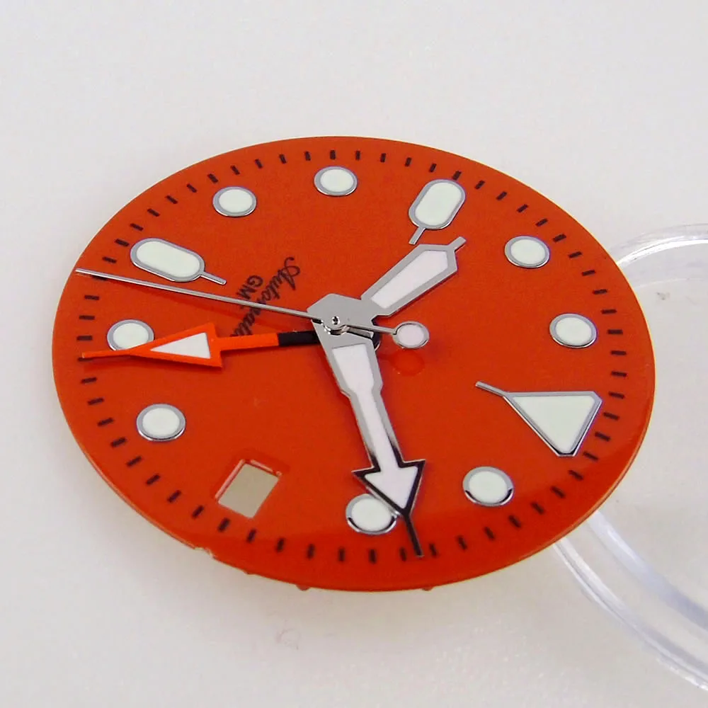 NH34 SKX Mod часы части 29 мм Циферблат циферблат цветной оранжевый GMT рука зеленый