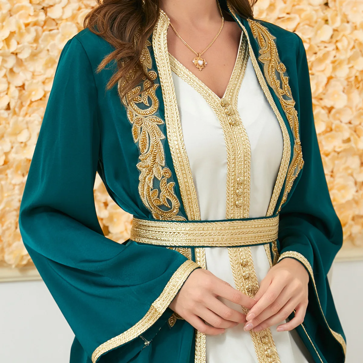 Muslim Sets Muslim Dress's New Autumn Winter Women's Dress Wears 2pcs Long Skirt Sleeve Dress Party Dresses Abaya Robe Abayat