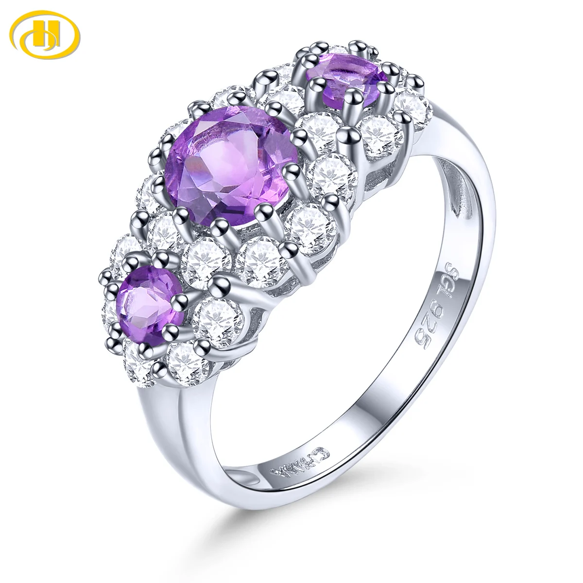 

Stock Clearance Natural Amethyst 925 Silver Ring 1.03 Carats Genuine Gemstone Engagement Gift Romantic Style Fine Jewelry
