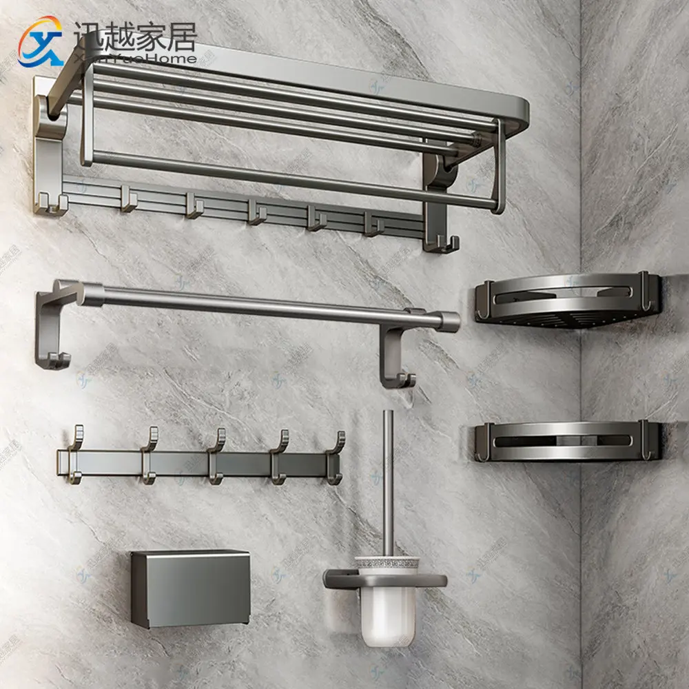 Rack Hanger Hook Bathroom Bars Rail Tissue Paper Holder Toilet Brush Shelves