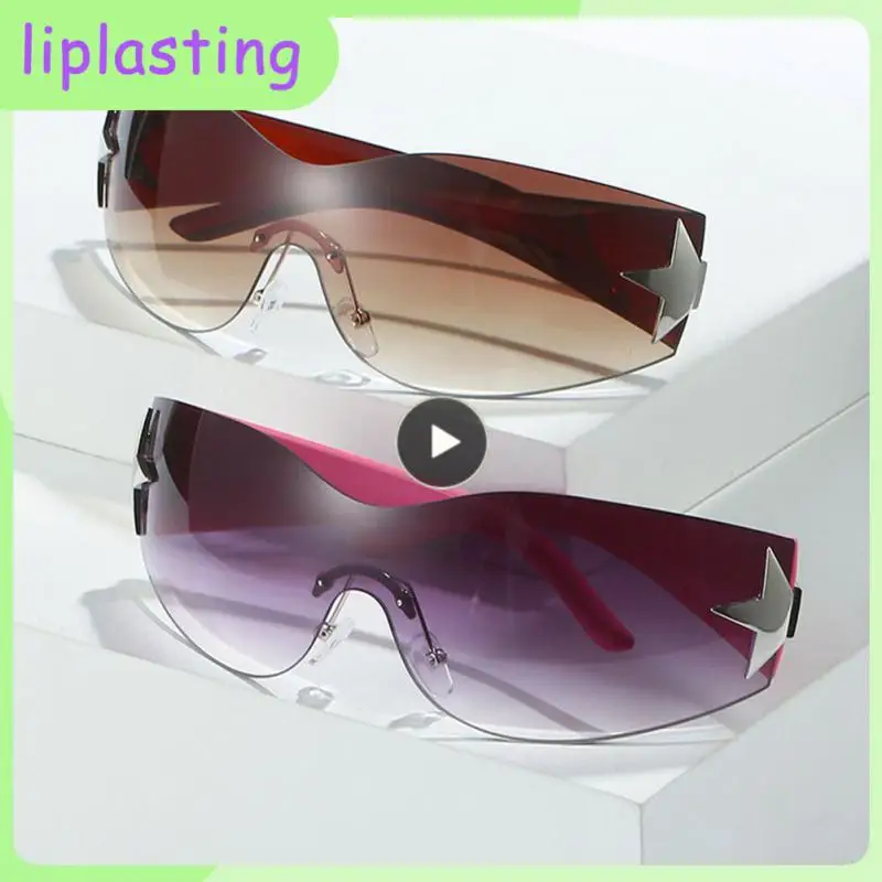 

Солнцезащитные очки без оправы в стиле панк, роскошные индивидуальные солнечные очки с защитой от ультрафиолета, слитные поляризационные, с защитой от ультрафиолета