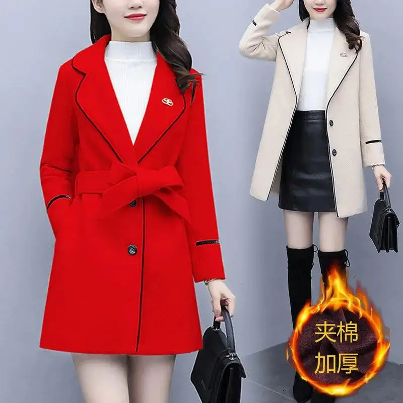 

Fall Clothes Trench Coat for Women Jackets Women Clothes Spring and Autumn Korean Version Double-Breasted Belted Lady Cloak
