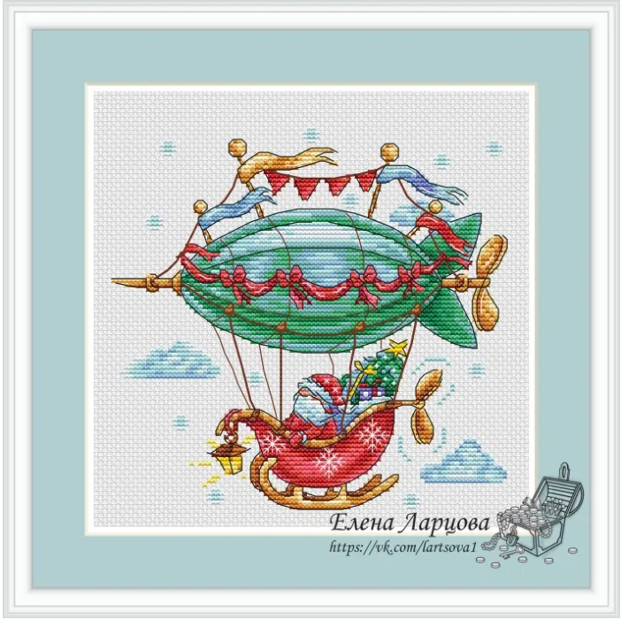 

NN xiaoyi cotton self-matching cross stitch Cross stitch RS cotton comes snowman Santa's hot air balloon 27-26
