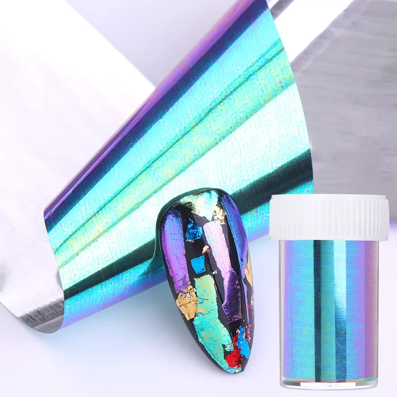 

Box Aurora Colorful Nail Foils Gold Blue Mixed Colors Glass Paper Nail Transfer Decals for Nail DIY Design
