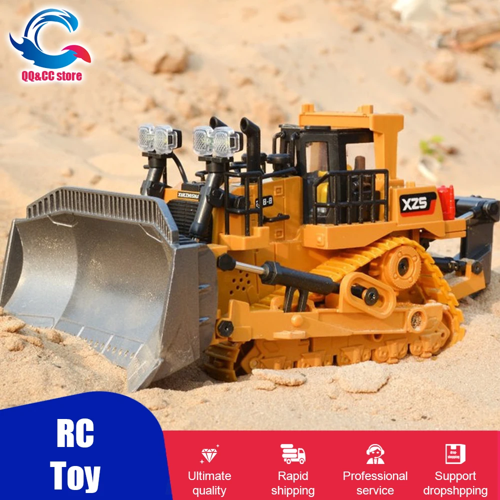 

1:24 Rc Truck Bulldozer 2.4G Remote Control Car Forklift Tractor Excavator Alloy Bucket 9 Channel Engineering Vehicle Toys Boys