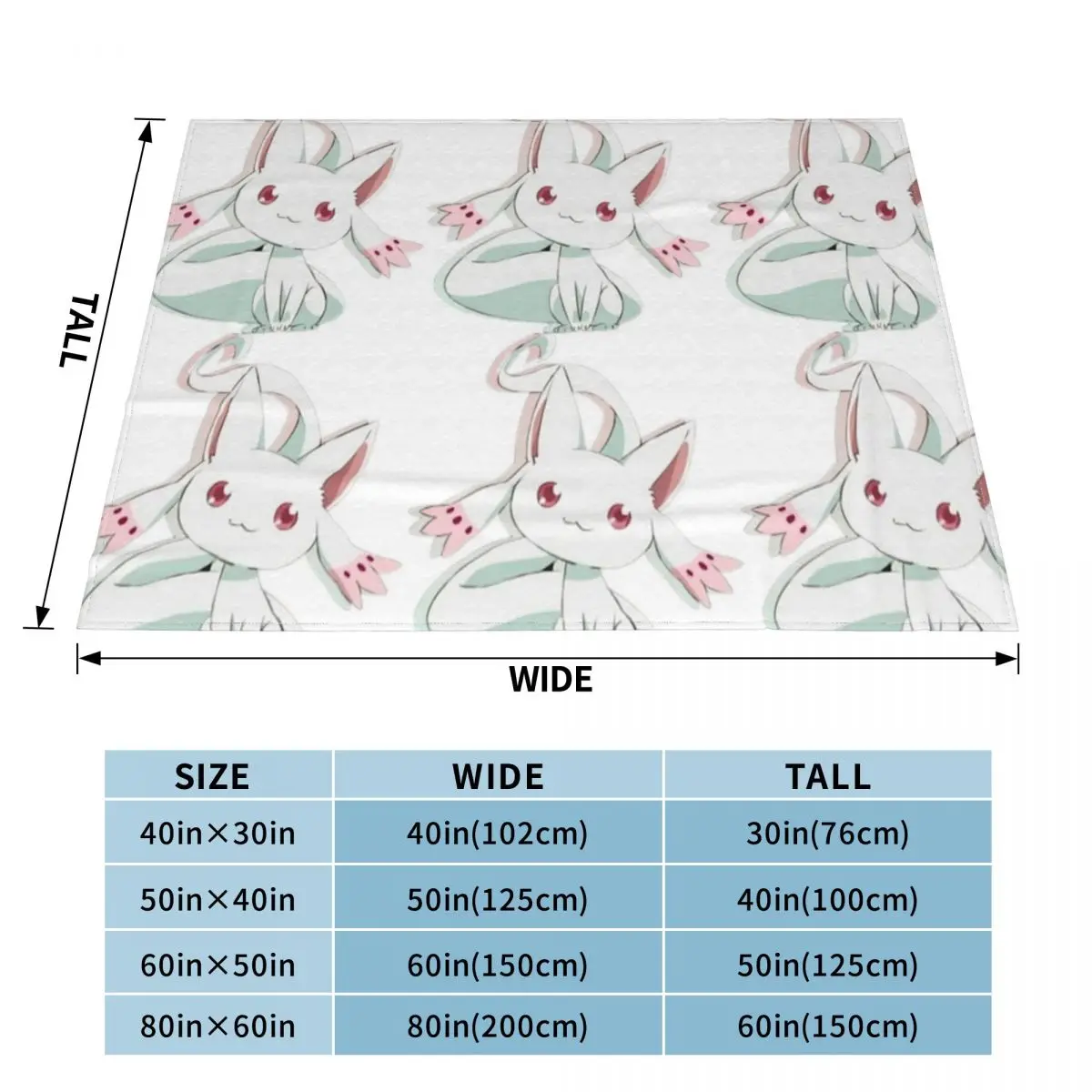 Одеяло Kyubey Puella Magi Madoka Magica флисовое текстильное декоративное мультяшное легкое