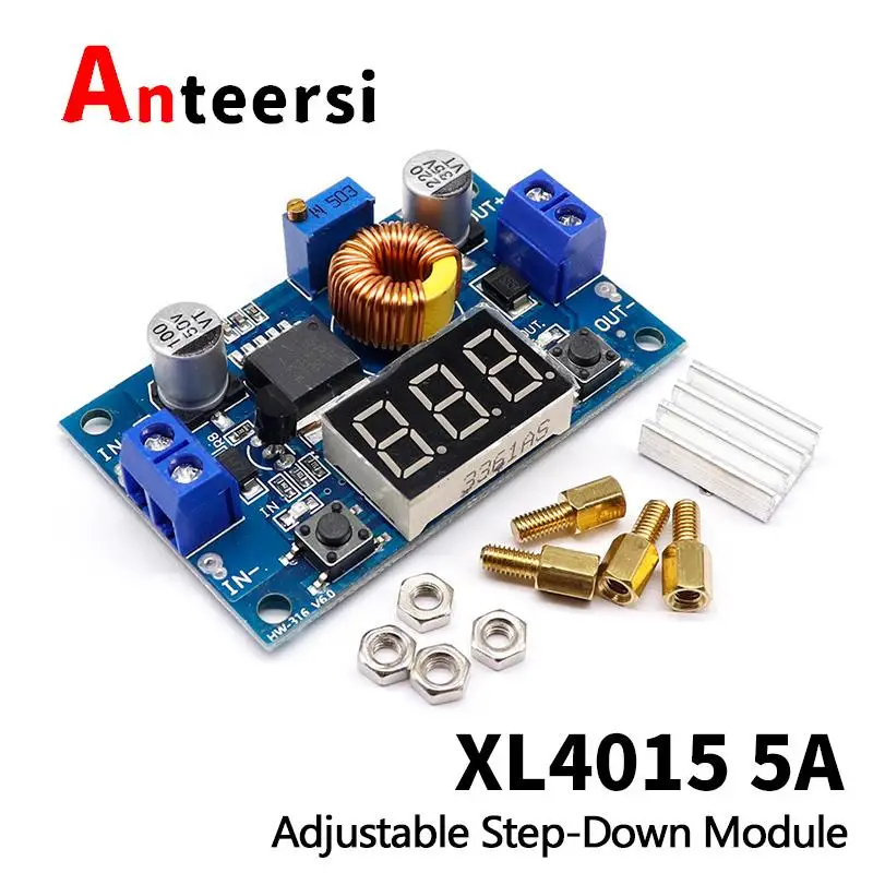 

5A 75W XL4015 DC-DC Converter Adjustable Step-Down Module 4.0-38V to 1.25V-36V DIY Adjustable Power Supply