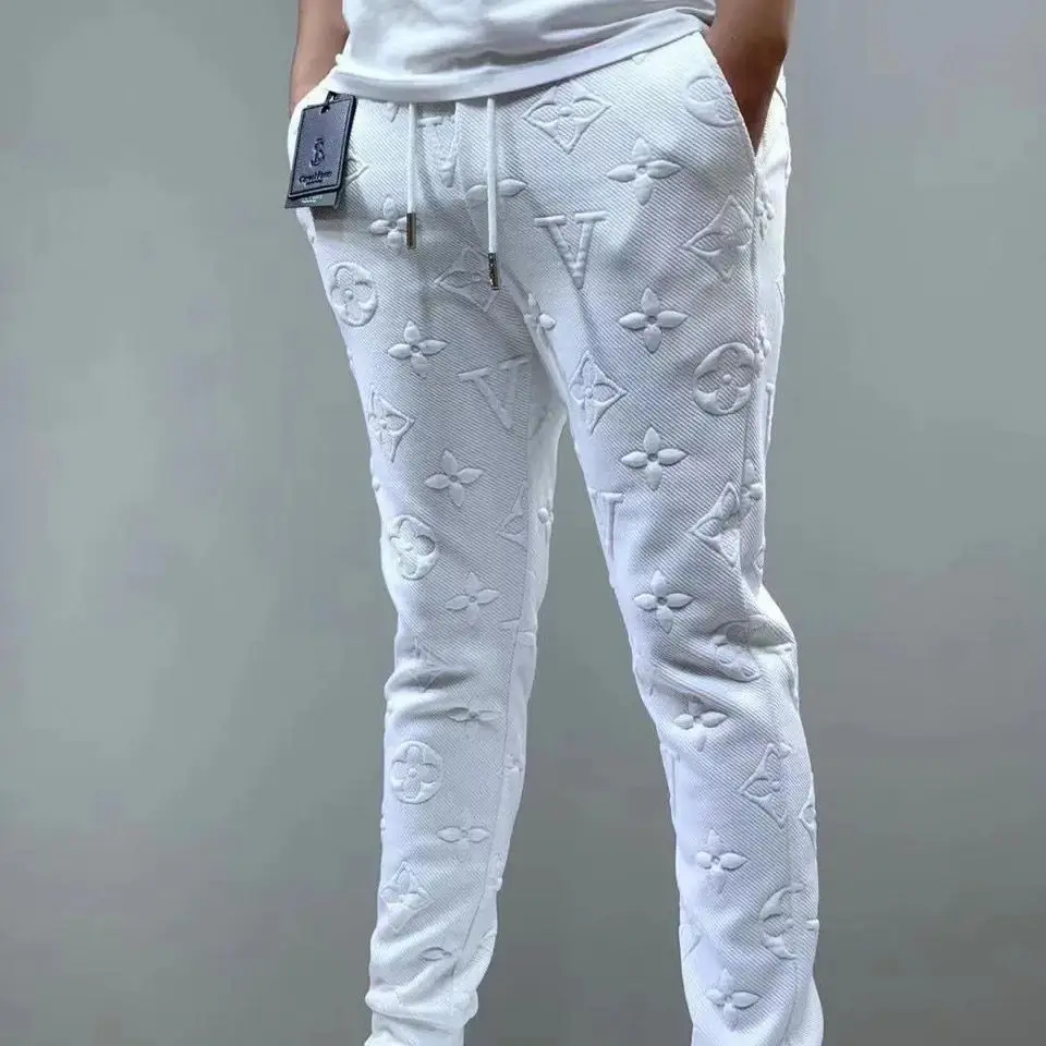 

Men's Autumn Trousers Presbyopia Full Jacquard Sweatpants Medium Stretch Slim Fit Comfortable Leggings Elastic Waist