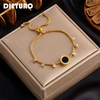 dieyuro 316l stainless steel round roman number bracelet for women vintage trend girls zircon wrist jewelry party gift %d0%b1%d1%80%d0%b5%d0%bb%d0%be%d0%ba