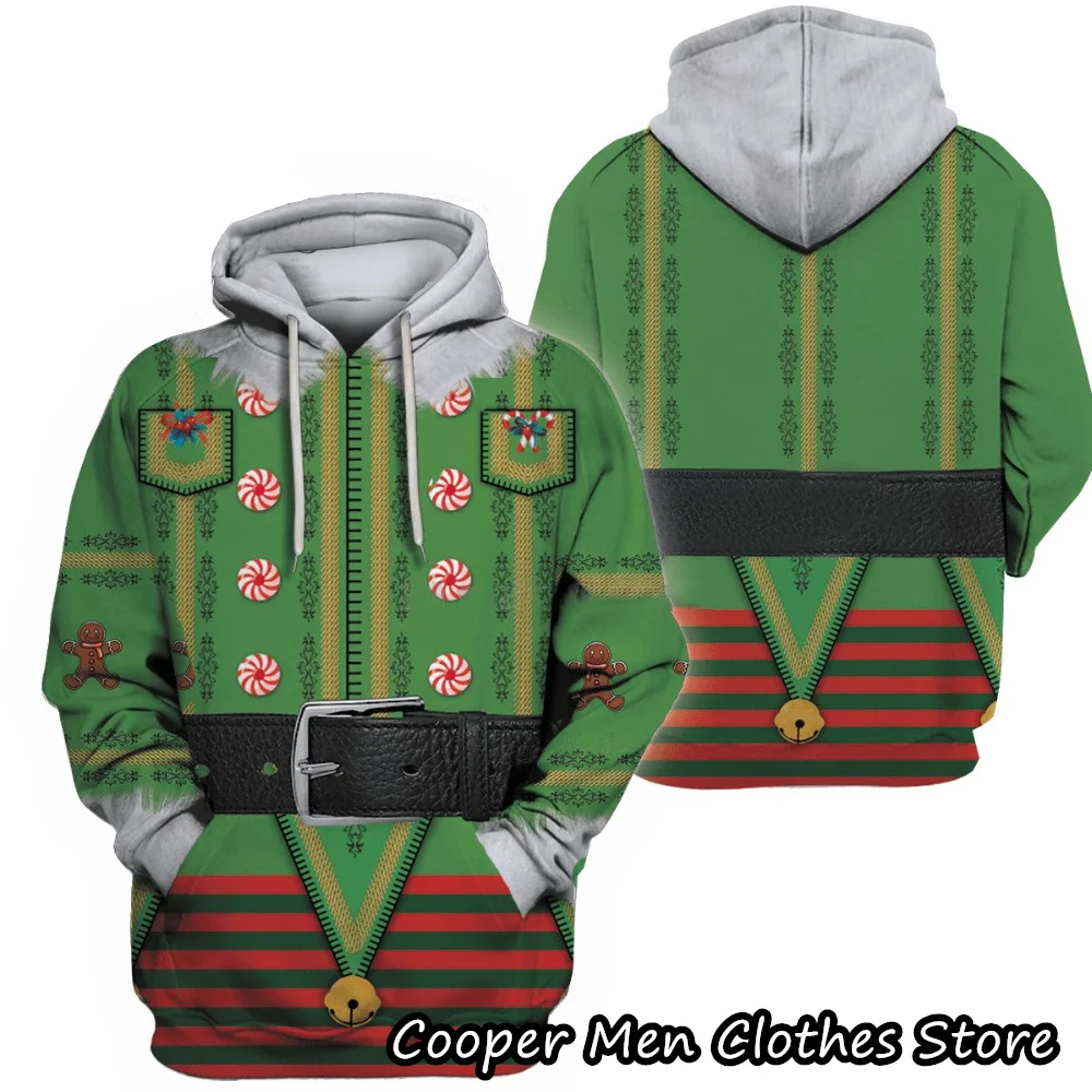 

Men Children Christmas Hoodie Spring Autumn Cartoon Uniform Hooded Clothing Unisex Casual Tracksuit Fashion Coat With Hat