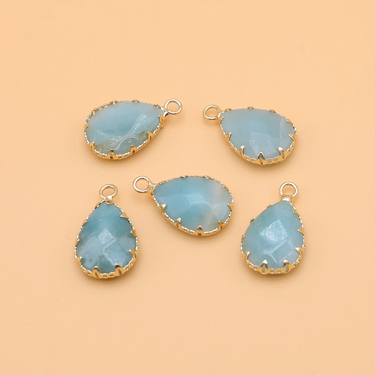 

Natural Original Stone Teal Water Drops Pendants Charm Diy Making Necklace Earrings For Women Exquisite Jewelry