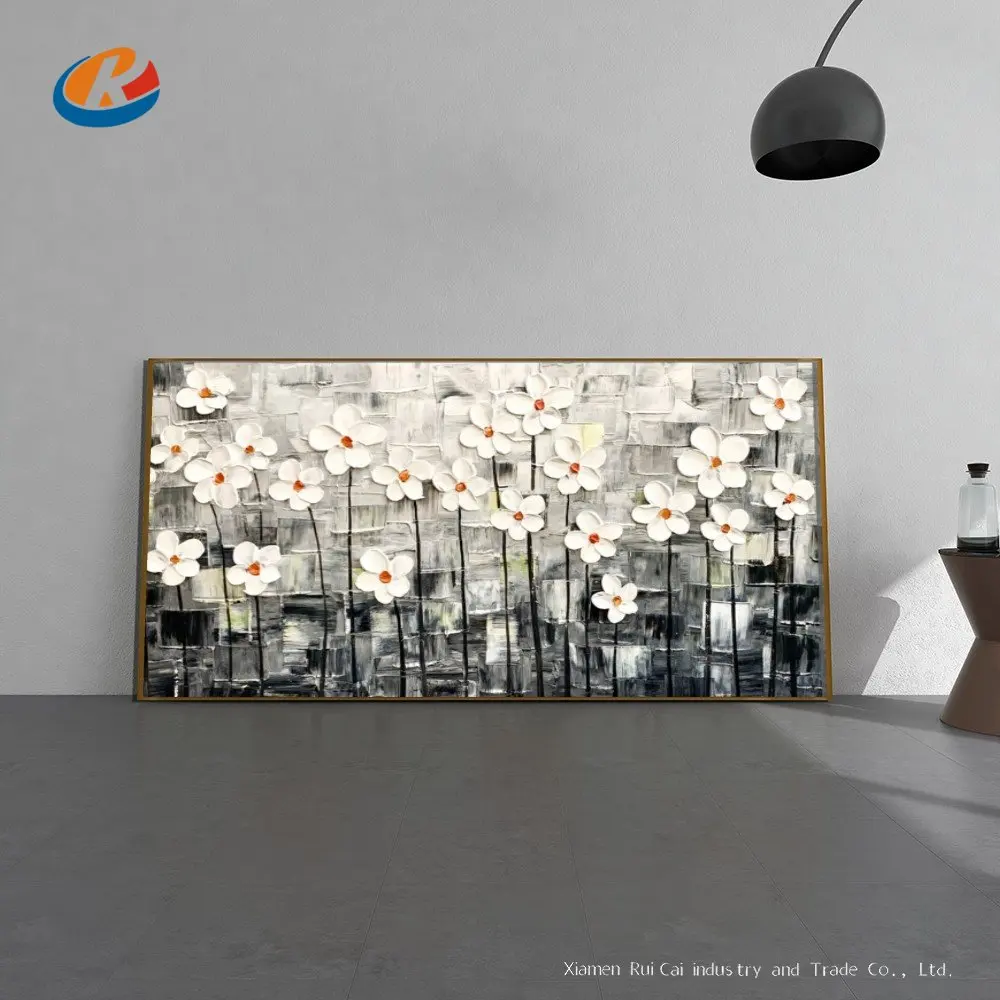 

Abstract White Cherry Flower Oil Painting No Frame Handmade On Canvas Hanging For Living Dinner Room Wall Art Home Deco