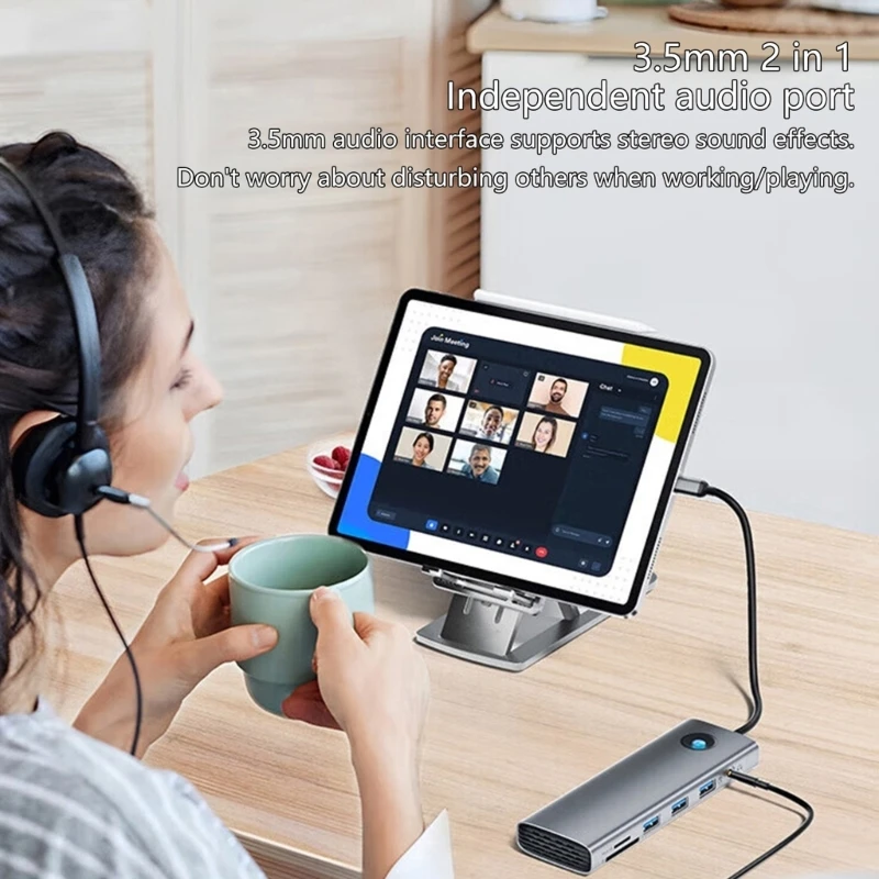 Адаптер USB C-концентратор док-станция 10 в 1 с зарядкой видео VGA RJ45 PD100W порты 3.0x3