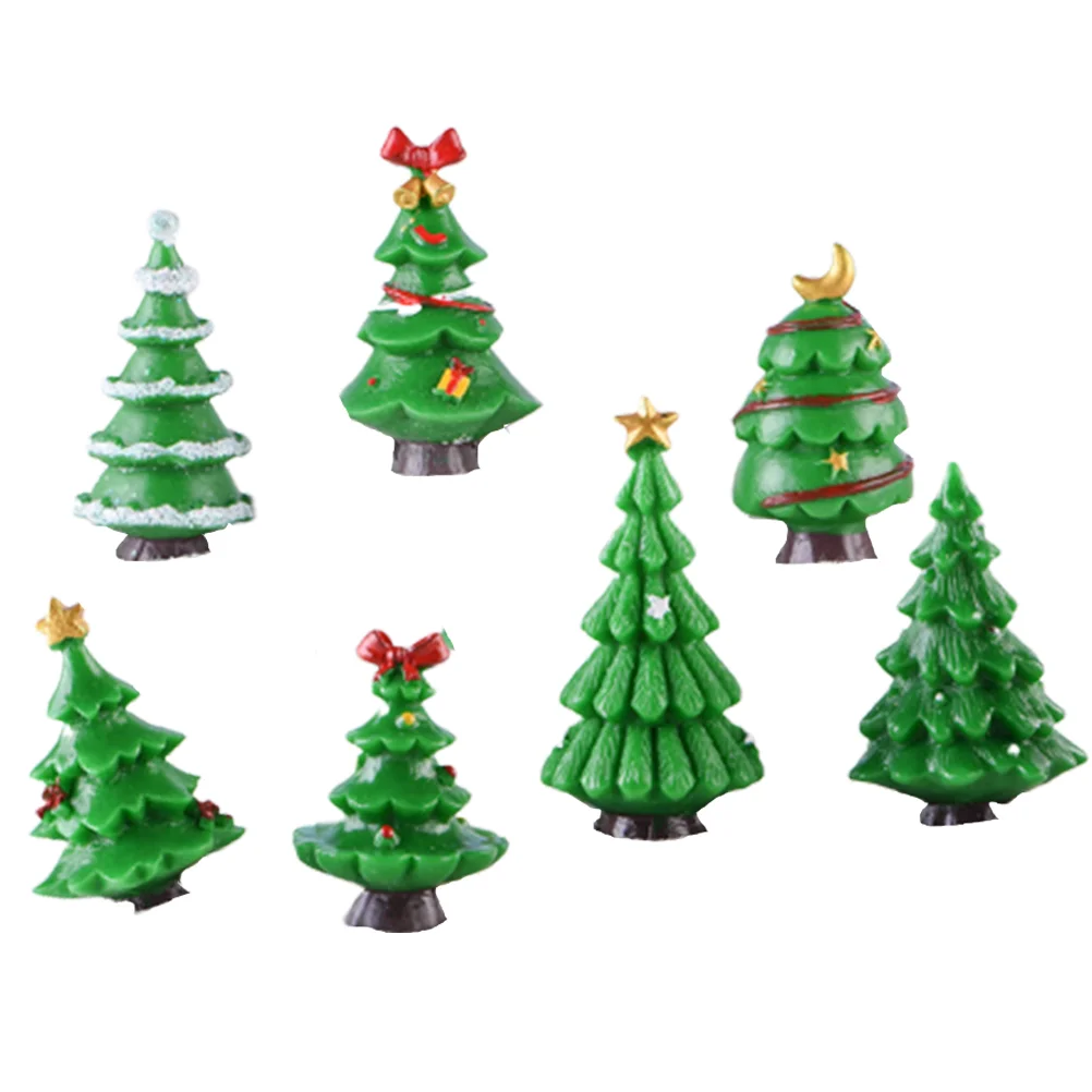 

Christmas Tree Resin Miniature Ornaments Snow Mini Landscapemicro Decor Figurines Globe Desktop Ornament Brush Bottle
