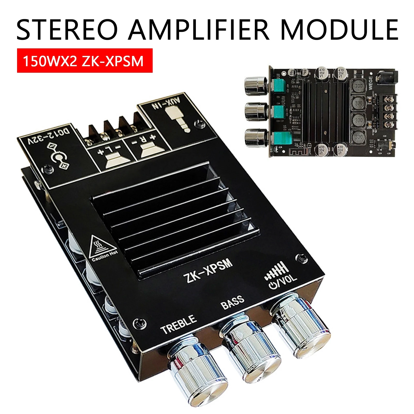 

150Wx2 ZK-XPSM Stereo Amplifier Module Bluetooth 5.0 Amp Adjusts Treble Bass