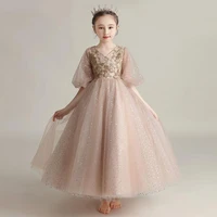 flower girl wedding little girl dress winter girl dress fashion princess dress catwalk piano costume high end host