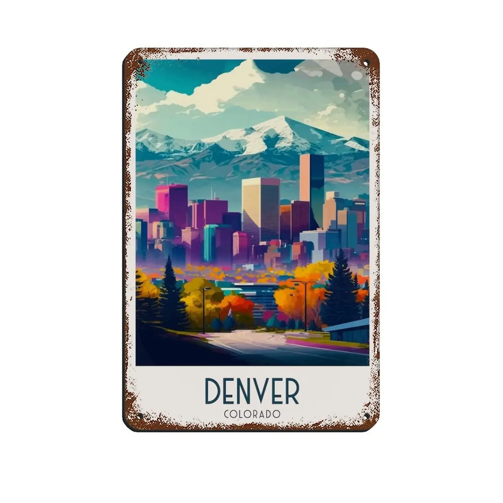 Постер для путешествий AMTETE Денвер Колорадо жестяная вывеска винтажный