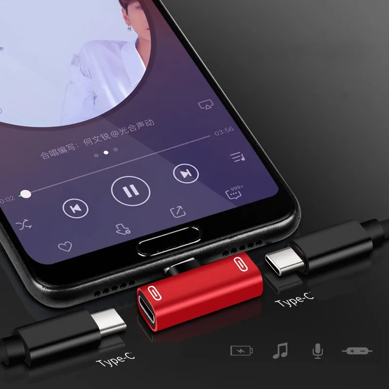 

Адаптер зарядный 2-в-1 с двумя разъемами USB Type-c, 5 цветов