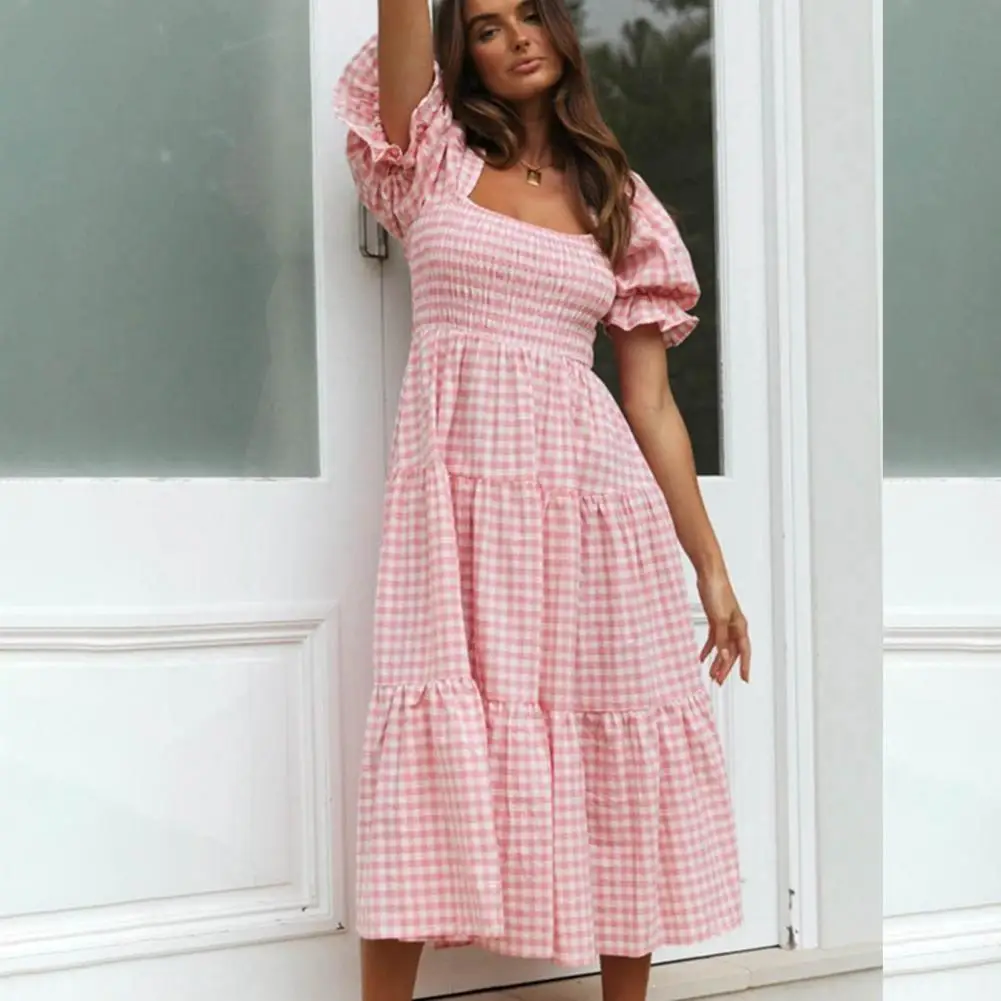

Fashion Casual Dress All-match Flowy Female Dress Mid-Calf Length Casual Dress