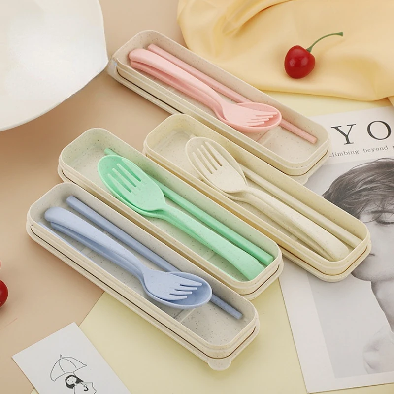 Набор посуды 3 в 1 из пшеничной соломы вилки ложки ножи набор для путешествий