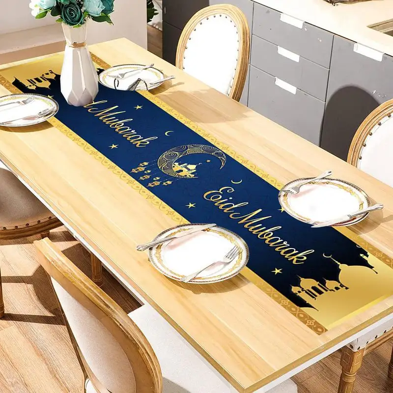 

2023 Ramadan Decoration Table Runner EID Mubarak Decor Tablecloth Ramadan Kareem Islamic Muslim Party Eid Al Adha Gifts For Home