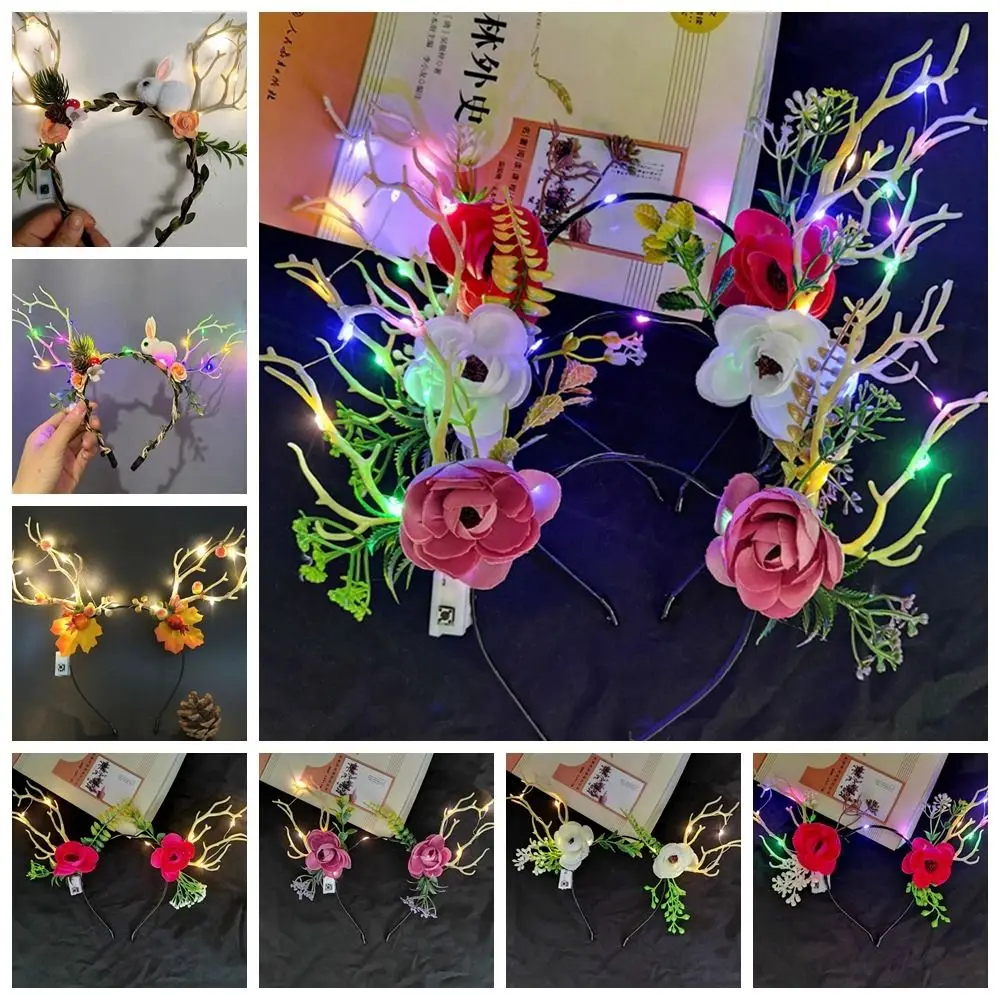 Милый плюшевый обруч для волос светодиодная рождественская повязка на голову