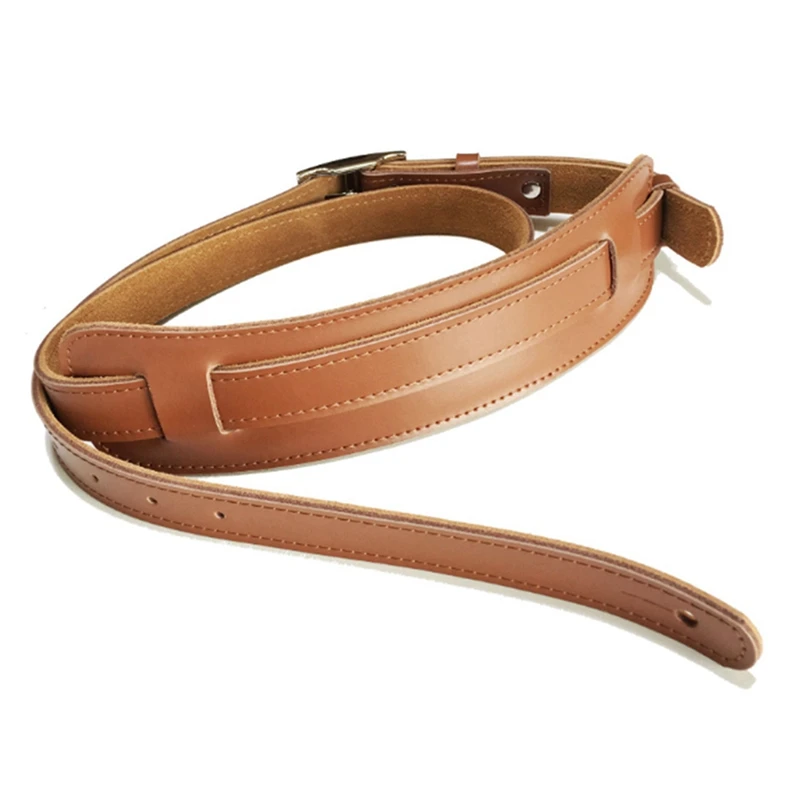

2X Durable Leather And Metal Buckle Electric Guitar Strap Belt Shoulder Pad Adjustable Vintage Guitar Straps-Brown Color