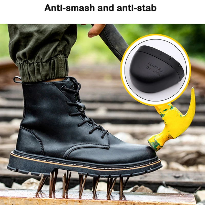 2022 кожаные рабочие защитные ботинки мужская обувь со стальным носком