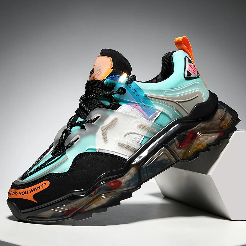 Мужские дизайнерские кроссовки на платформе цветная Спортивная удобная кожаная