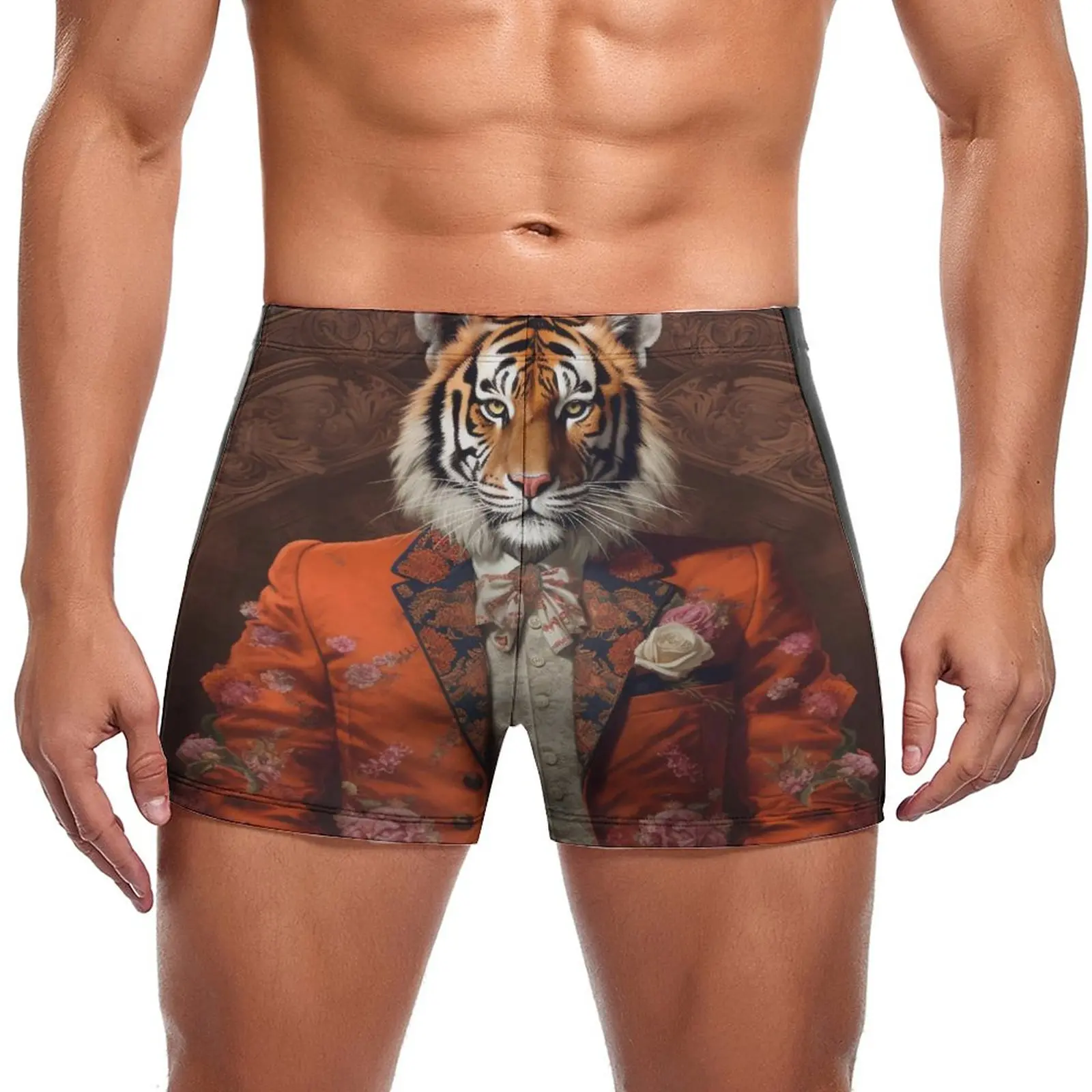

Купальные трусы Tiger Dapper, одежда с принтом, быстросохнущие боксеры для плавания, пляжный мужской купальник большого размера