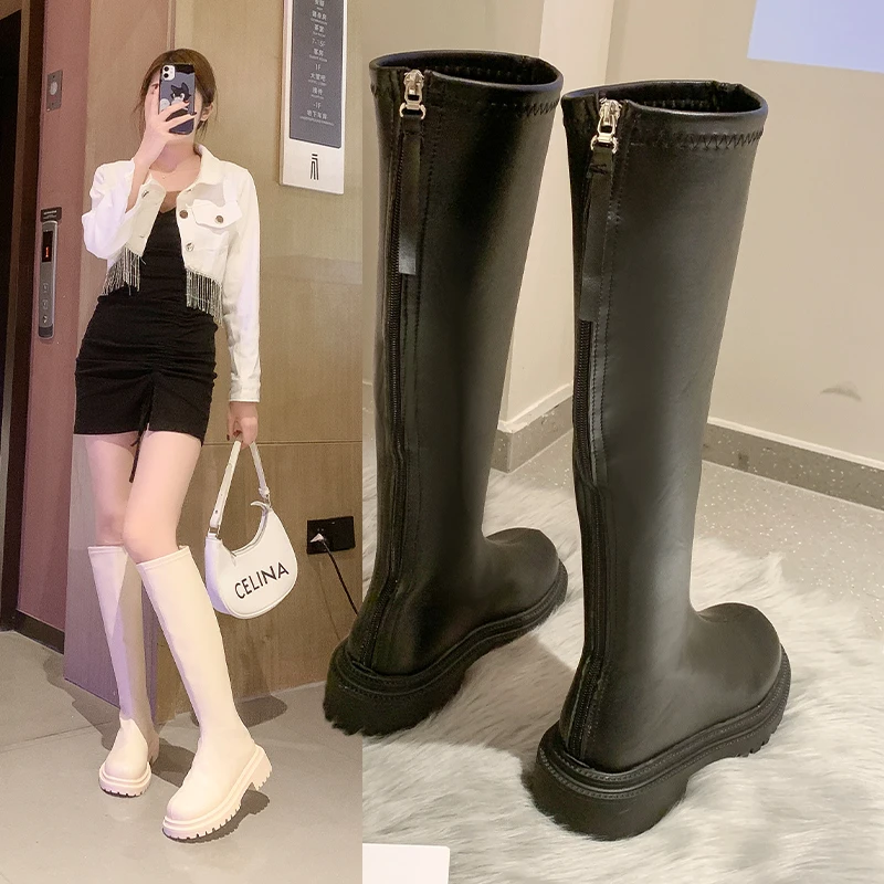 Женские ботинки на платформе 2021 зимняя готическая обувь длинные сапоги женские