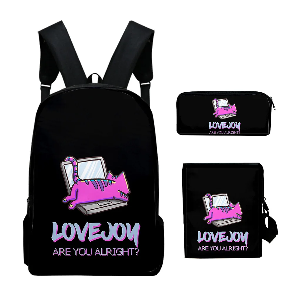 

Cartoon Novelty wilbur soot lovejoy 3pcs/Set Backpack 3D Print School Student Bookbag Laptop Daypack Shoulder Bag Pencil Case