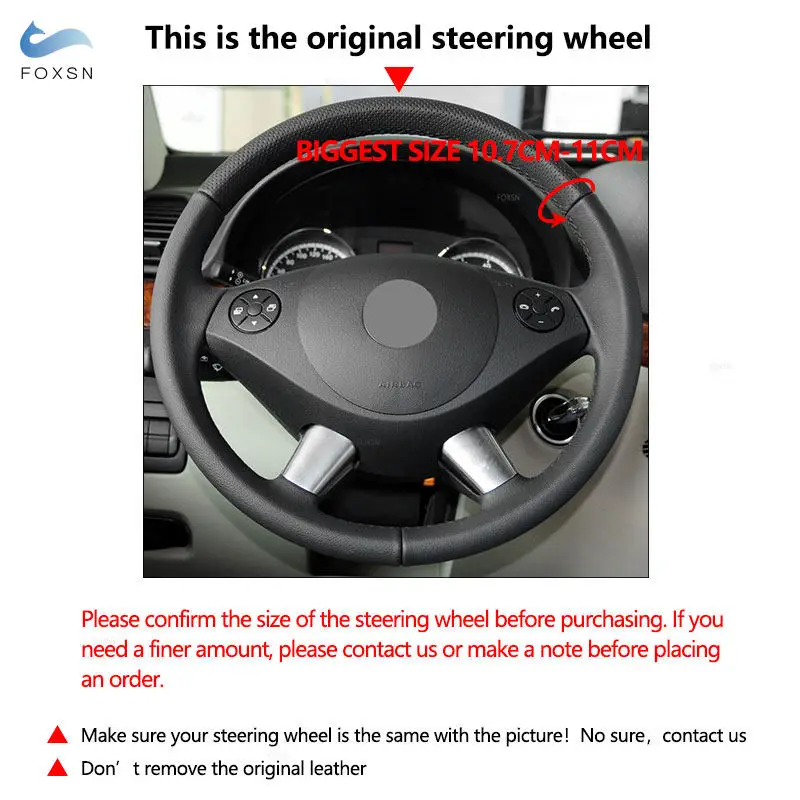 Автомобильный прошитый вручную кожаный чехол на руль для Mercedes Benz W639 Viano Vito 2010-2015