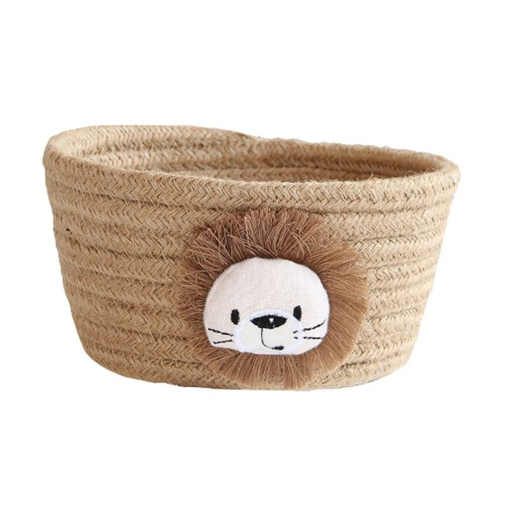 

Cartoon Animals Hand Woven Storage Basket Kids Toys Desktop Organizer Sundries Storage Box Laundry Baskets 16*9CM 1Pcs