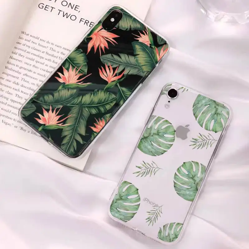 

Simple Plum Blossom Leaf Phone Case for iPhone 11 12 13 mini pro XS MAX 8 7 6 6S Plus X 5S SE 2020 XR clear case