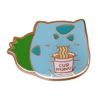 the cat is eating noodles enamel pin wrap clothes lapel brooch fine badge fashion jewelry friend gift
