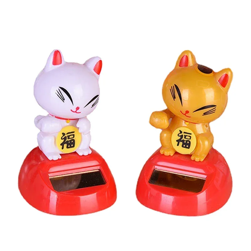 Китайский Lucky Wealth Waving Cat Welcome Gold Hand на солнечной энергии Maneki Neko Beckoning Car Ornament