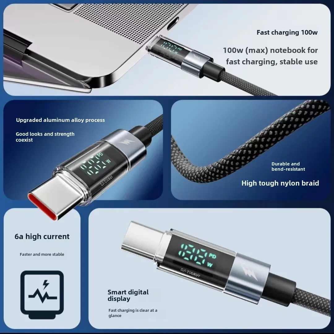 Интеллектуальный цифровой прозрачный PD кабель для быстрой зарядки данных 27 Вт