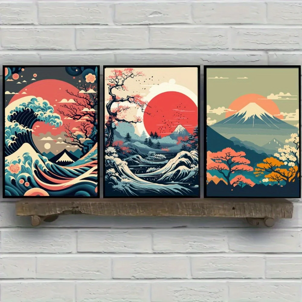 Настенное искусство с японскими природными пейзажами винтажный холст идеальный