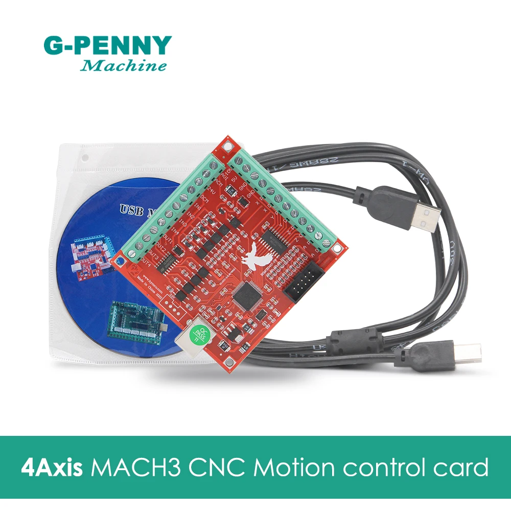 

Free shipping! 4 Axis red Feidiao card USB interface MACH3 CNC interface board motion control card board