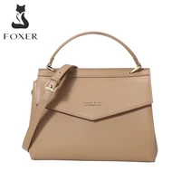 FOXER Female Luxury Split Leather Crossbody Bags Handbag Lady Simple Handbag Office Women Elegant Commuter Stylish Shoulder Bags