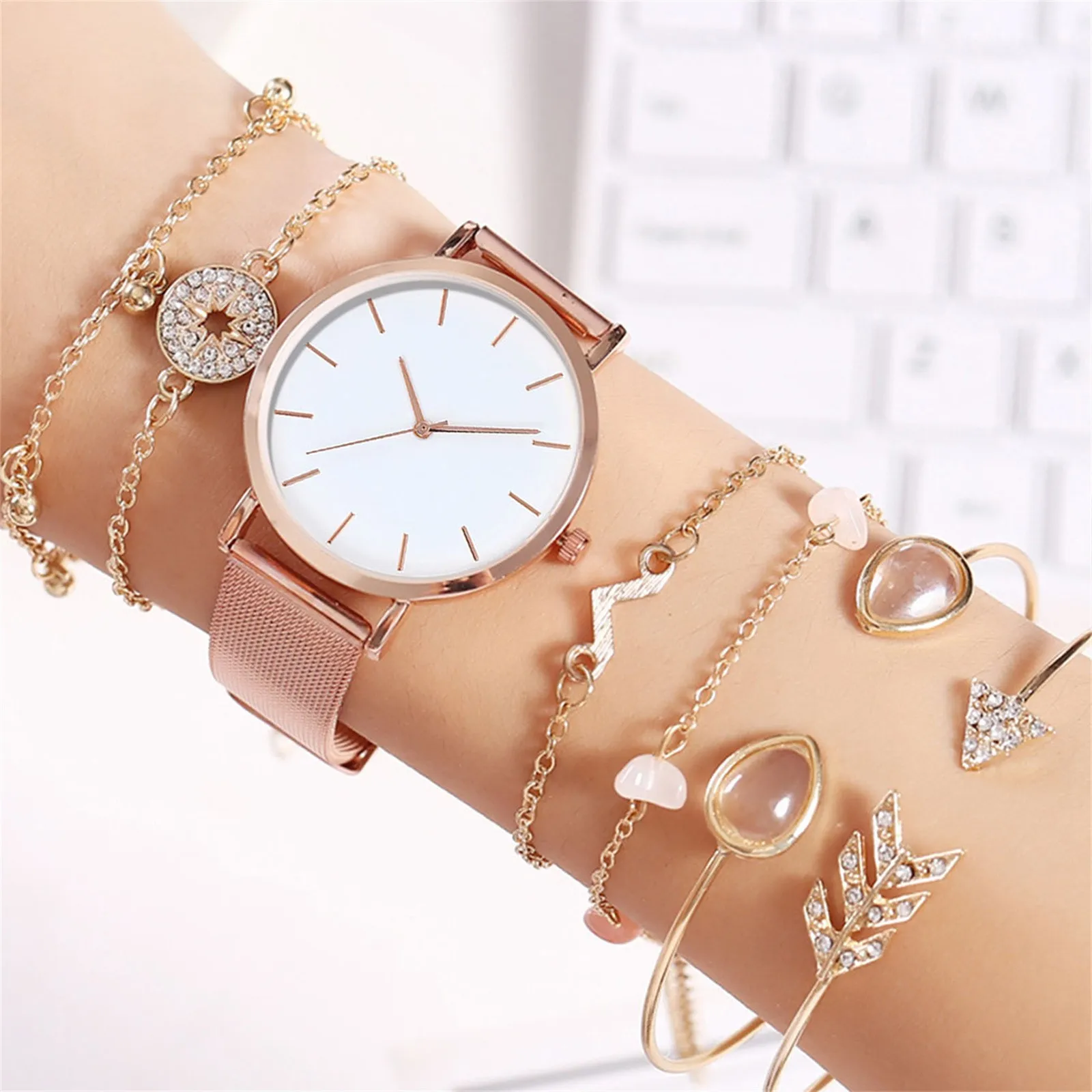 

Luxury Women Watches Rose Gold Designer net belt Ladies Wrist Watches Dial Women Bracelet Watch Female Clock Relogio Feminino