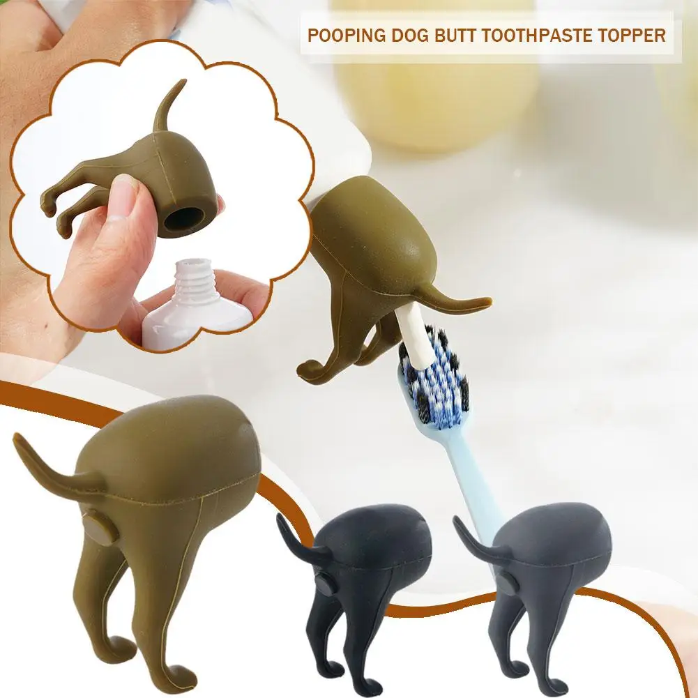 

Toothpaste Dispenser For Kids Creative Toothpaste Holder Pooping Dog Butt Threaded Screw Toothpaste Topper Bathroom Accesso H9M2