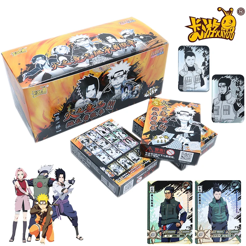 

New Narutoes Cards Box Anime Figure Hero Original Collectible Badge Cartoon Sasuke Peripherals Card Game For Children Kids Toys
