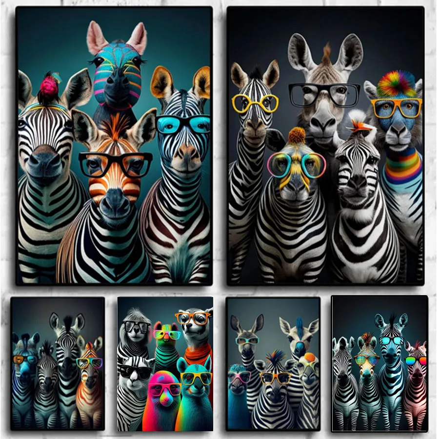 5D DIY алмазная живопись забавное животное Зебра в очках горный хрусталь мозаика