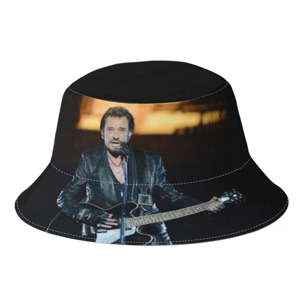 

2022 New Summer Johnny Hallyday Bucket Hats for Unisex Beach Foldable Bob Fishing Fisherman Hat Girls Boys Sun Cap